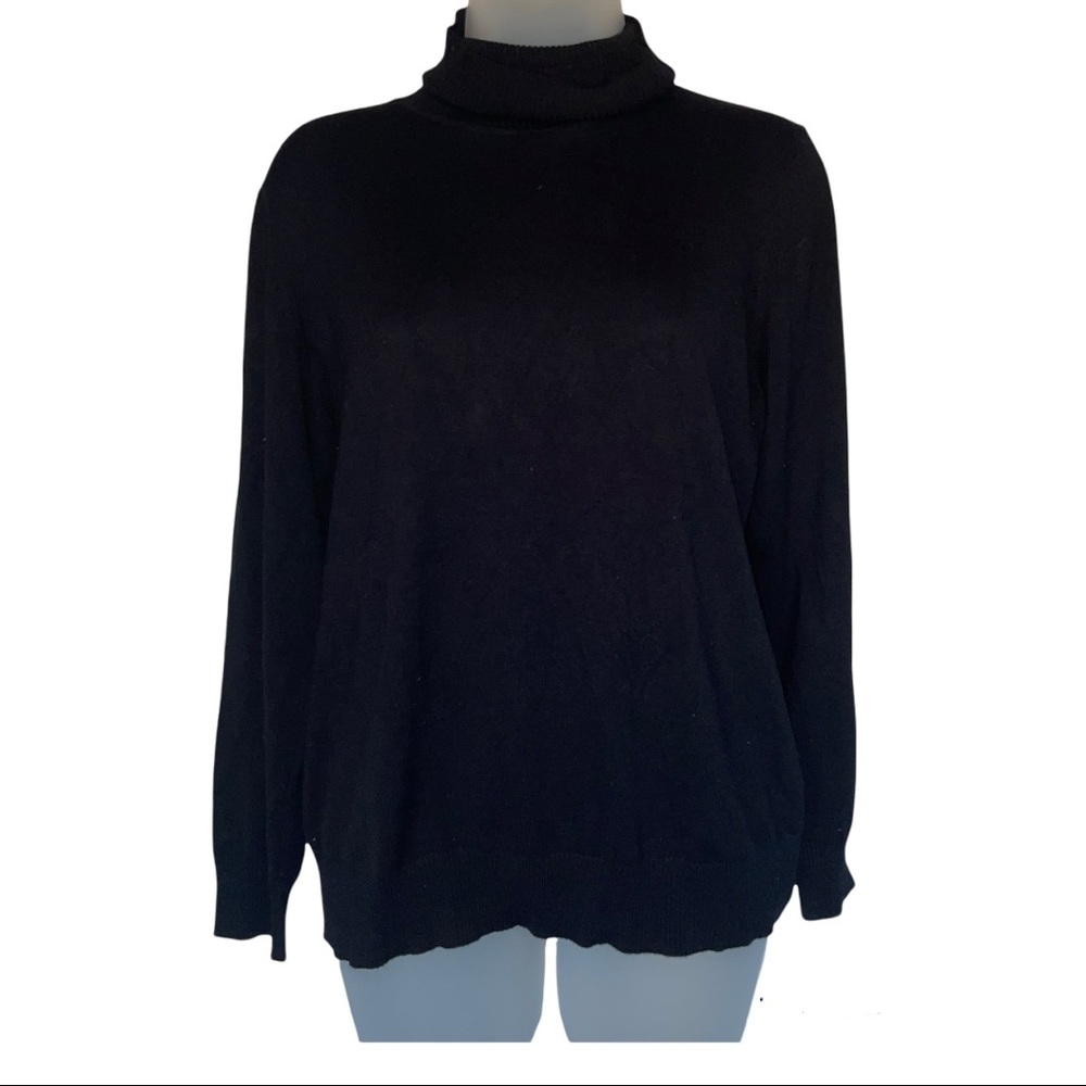 Joseph A Black Cowl Turtleneck Sweater Fall Winter Cozy